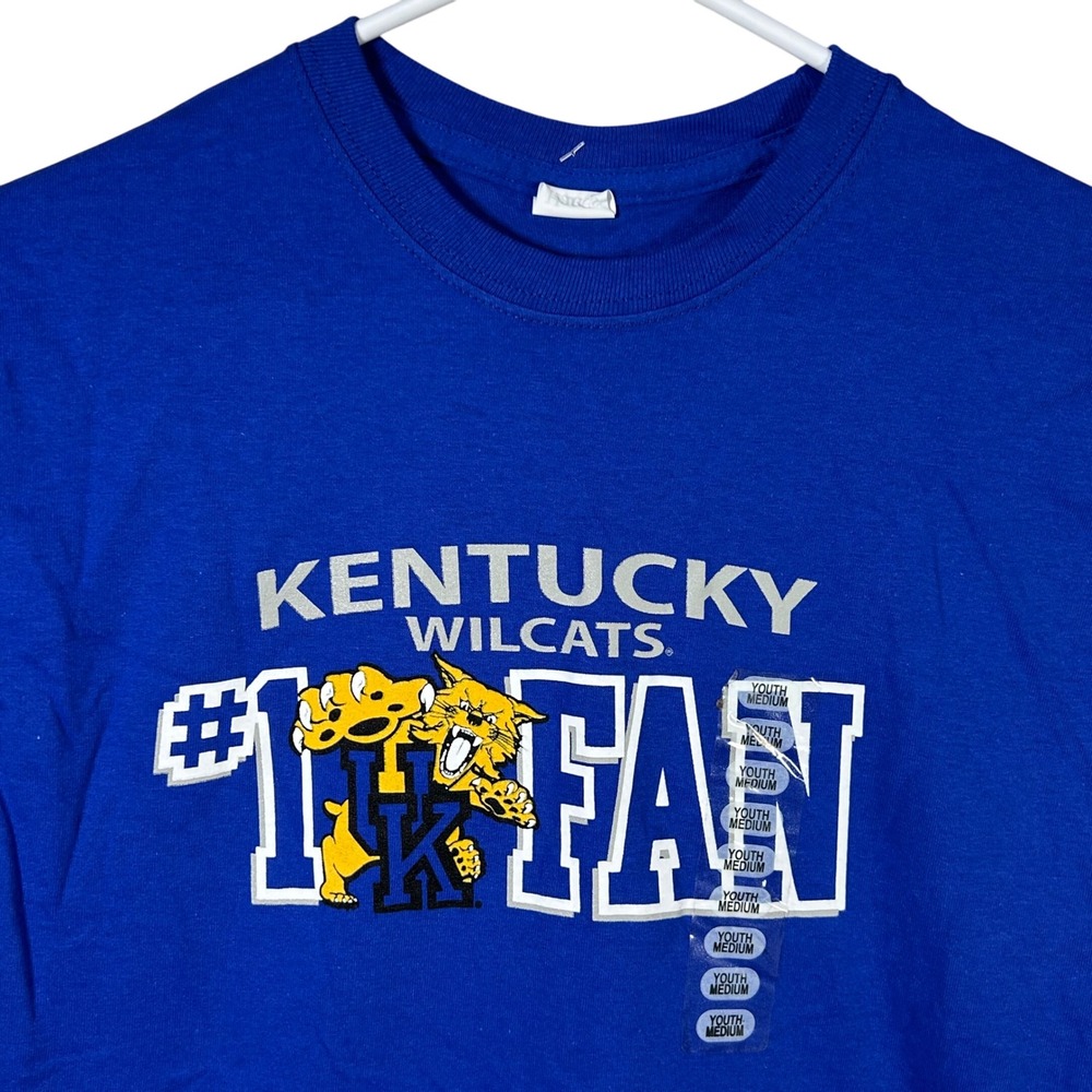 Kentucky Wildcats Youth Medium Royal Blue #1 Fan T-Shirtโ NWT College Football